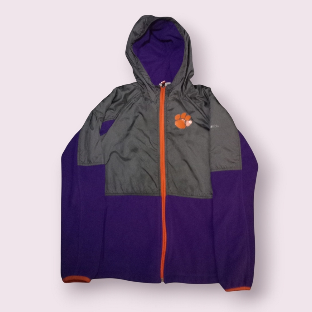 Youth Columbia Gray Clemson Tigers Flanker Raglan Full-Zip Hoodie